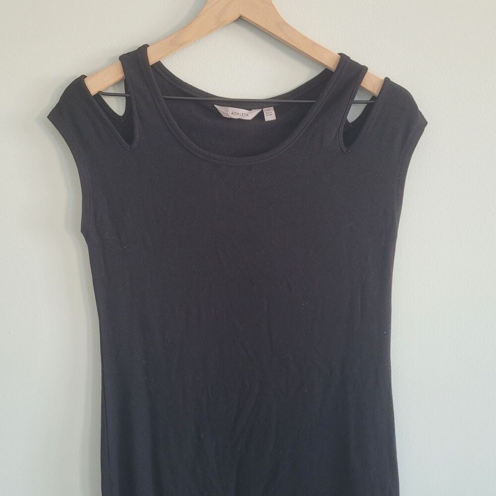 Athleta Dress Womens Size Small Black Cold Shoulder Stretch Comfy
